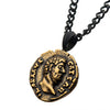 Load image into Gallery viewer, Steel Antiqued Coin Pendant with Chain