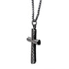 Load image into Gallery viewer, Antique Gun Metal Sepulchre Genuine Ebony Wood Inlayed Cross Pendant with Gun Metal Box Chain