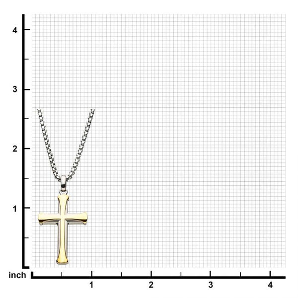 Stainless Steel Gold Plated Apostle Cross Pendant with Chain