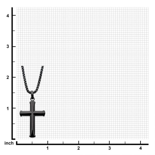 Stainless Steel Black Plated Apostle Cross Pendant with Chain