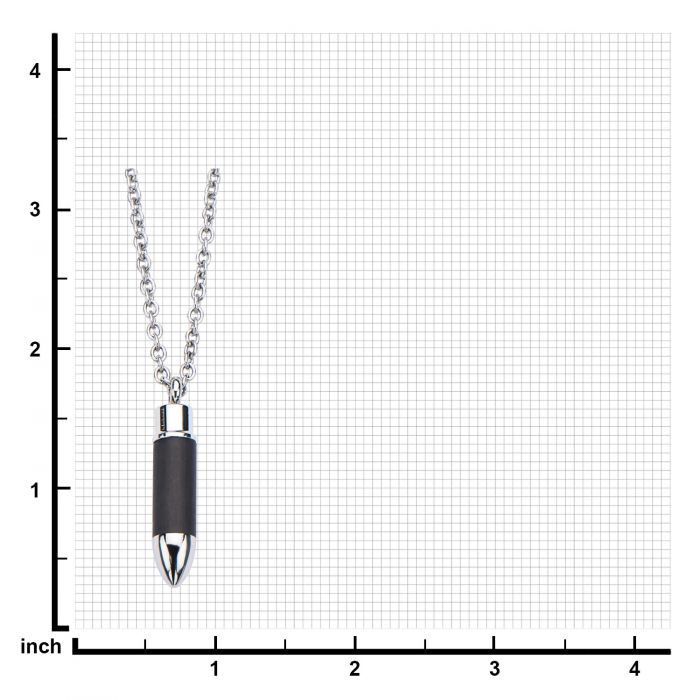 Stainless Steel and Carbon Graphite Bullet Pendant with 22 inch Chain