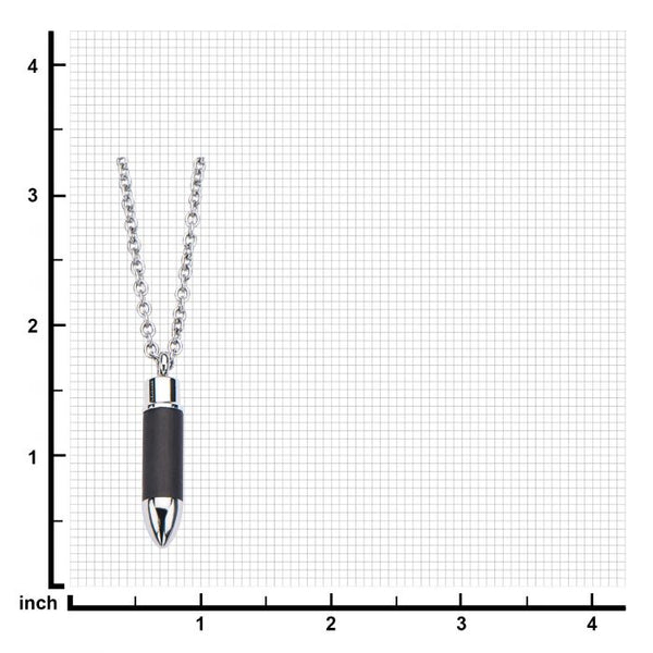 Stainless Steel and Carbon Graphite Bullet Pendant with 22 inch Chain