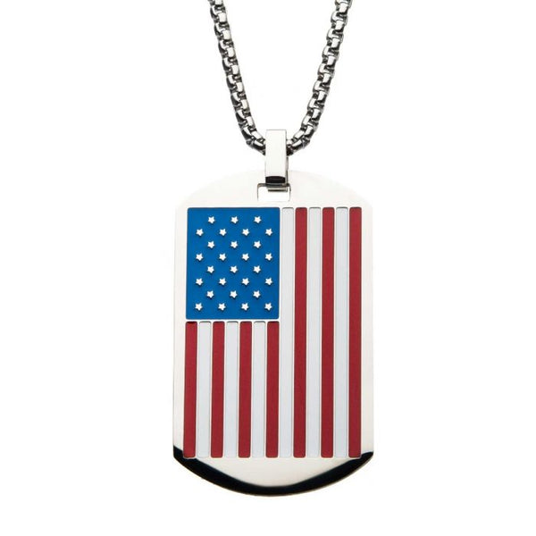 American Flag Enamel Dog Tag Pendant