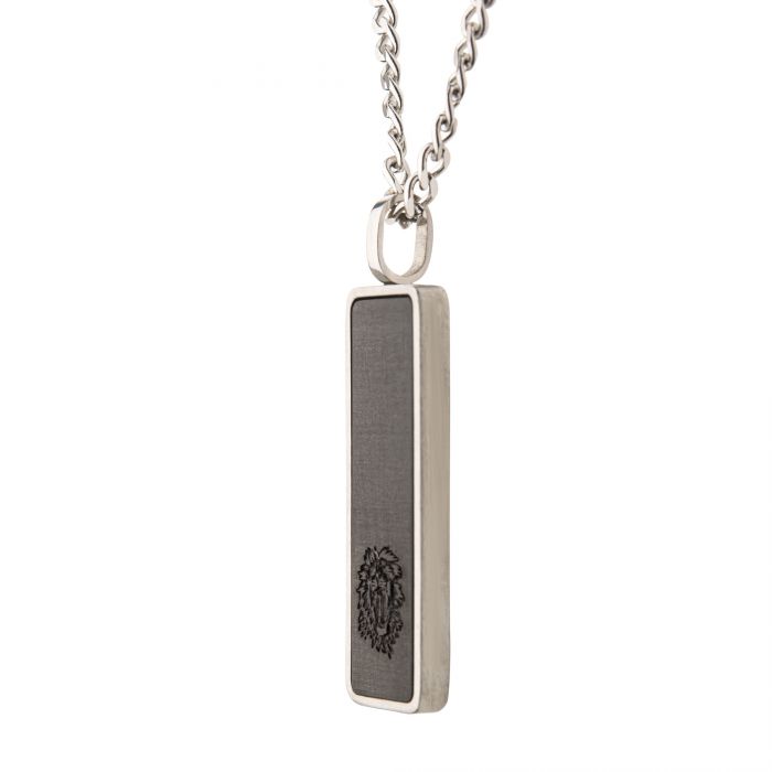 Carbon Fiber & Steel Dog Tag Pendant with Steel Curb Chain