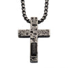 Load image into Gallery viewer, Stainless Steel Silver Plated Cross Pendant with Lava Stone Pendant, with Steel Box Chain