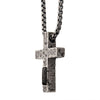 Load image into Gallery viewer, Stainless Steel Silver Plated Cross Pendant with Lava Stone Pendant, with Steel Box Chain