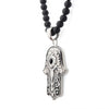 Load image into Gallery viewer, Stainless Steel with Centerpiece Black Agate Stone Hamsa Pendant, with Black Agate Stone Bead Necklace