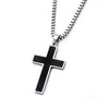 Load image into Gallery viewer, Black Solid Carbon Fiber Cross Pendant with Chain