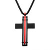 Load image into Gallery viewer, Dante  Black and Red Matte Thin Red Line Cross Pendant with Round Box Chain