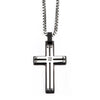 Load image into Gallery viewer, Black Plated and Stainless Steel Screw with Clear CZ Cross Pendant with Chain