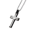 Load image into Gallery viewer, Black Plated and Stainless Steel Screw with Clear CZ Cross Pendant with Chain