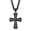 Load image into Gallery viewer, Stainless Steel Black Plated with Black CZ Gem Hammered Cross Pendant with Chain