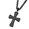 Load image into Gallery viewer, Stainless Steel Black Plated with Black CZ Gem Hammered Cross Pendant with Chain