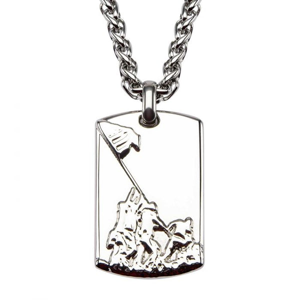 Stainless Steel Raising Flag Dog Tag Pendant with Chain