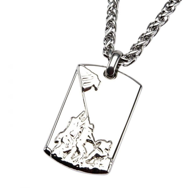 Stainless Steel Raising Flag Dog Tag Pendant with Chain