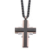 Load image into Gallery viewer, Black IP Rose Gold IP and Stainless Steel Tri-tone Layered Cross Pendant with Chain