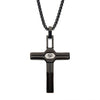 Load image into Gallery viewer, Steel Black Plated with Black CZ Cross Pendant with Black Rolo Chain