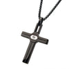 Load image into Gallery viewer, Steel Black Plated with Black CZ Cross Pendant with Black Rolo Chain