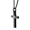 Load image into Gallery viewer, Steel Black Plated with Black CZ Cross Pendant with Black Rolo Chain