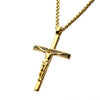 Load image into Gallery viewer, Stainless Steel Gold Plated with Black CZ Jesus Christ Crucifix Cross Pendant with Wheat Chain