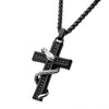 Load image into Gallery viewer, Stainless Steel Black Plated with Black CZ Snake Cross Pendant with Wheat Chain