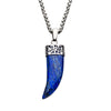 Load image into Gallery viewer, Stainless Steel with Lapis Lazuli Stone Horn Pendant, with Steel Wheat Chain