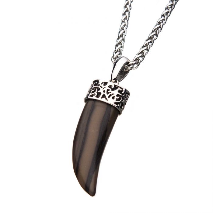 Limestone Claw Stainless Steel Pendant