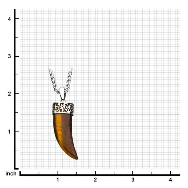 Tigers Eye Claw Stainless Steel Pendant