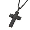 Load image into Gallery viewer, Stainless Steel Black Carbon Fiber Carved Cross Pendant with Black Spiga Chain