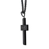 Load image into Gallery viewer, Stainless Steel Black Carbon Fiber Carved Cross Pendant with Black Spiga Chain