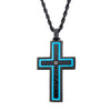 Load image into Gallery viewer, Hammered Blue Line Cross with CZ Stainless Steel Pendant