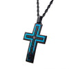 Load image into Gallery viewer, Hammered Blue Line Cross with CZ Stainless Steel Pendant