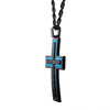 Load image into Gallery viewer, Hammered Blue Line Cross with CZ Stainless Steel Pendant