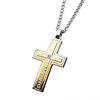 Load image into Gallery viewer, Hammered Gold Plated Cross with CZ Stainless Steel Pendant