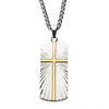 Load image into Gallery viewer, Stainless Steel with Gold Plated Transfiguration Cross Dog Tag Pendant with Steel Wheat Chain