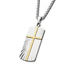 Load image into Gallery viewer, Stainless Steel with Gold Plated Transfiguration Cross Dog Tag Pendant with Steel Wheat Chain