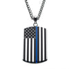 Load image into Gallery viewer, Thin Blue Line American Flag Police Officer Military Style Dog Tag Enamel Pendant with Chain