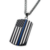 Load image into Gallery viewer, Thin Blue Line American Flag Police Officer Military Style Dog Tag Enamel Pendant with Chain