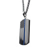 Load image into Gallery viewer, Thin Blue Line American Flag Police Officer Military Style Dog Tag Enamel Pendant with Chain