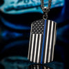 Load image into Gallery viewer, Thin Blue Line American Flag Police Officer Military Style Dog Tag Enamel Pendant with Chain