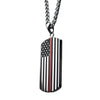 Load image into Gallery viewer, Thin Red Line American Flag Firefighter Military Style Dog Tag Enamel Pendant with Chain