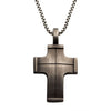 Load image into Gallery viewer, Gun Metal Plated Cross Pendant with Steel Wheat Chain