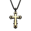 Load image into Gallery viewer, 18K Gold Plated with Black Agate Stone Cross Pendant, with Black Plated Wheat Chain