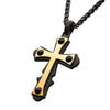 Load image into Gallery viewer, 18K Gold Plated with Black Agate Stone Cross Pendant, with Black Plated Wheat Chain