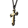 Load image into Gallery viewer, 18K Gold Plated with Black Agate Stone Cross Pendant, with Black Plated Wheat Chain