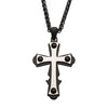 Load image into Gallery viewer, Steel with Black Agate Stone Cross Pendant, with Black Plated Wheat Chain