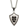 Load image into Gallery viewer, Black Oxidized Matte Finish Steel 3D Skull Pendant with Black Oxidized Wheat Chain