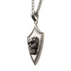 Load image into Gallery viewer, Black Oxidized Matte Finish Steel 3D Skull Pendant with Black Oxidized Wheat Chain