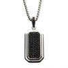 Load image into Gallery viewer, Stainless Steel Dog Tag Pendant with Black CZ Inlay, with Steel Box Chain