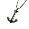 Load image into Gallery viewer, Steel Anchor Pendant with Black CZ Inlay, with Steel Box Chain